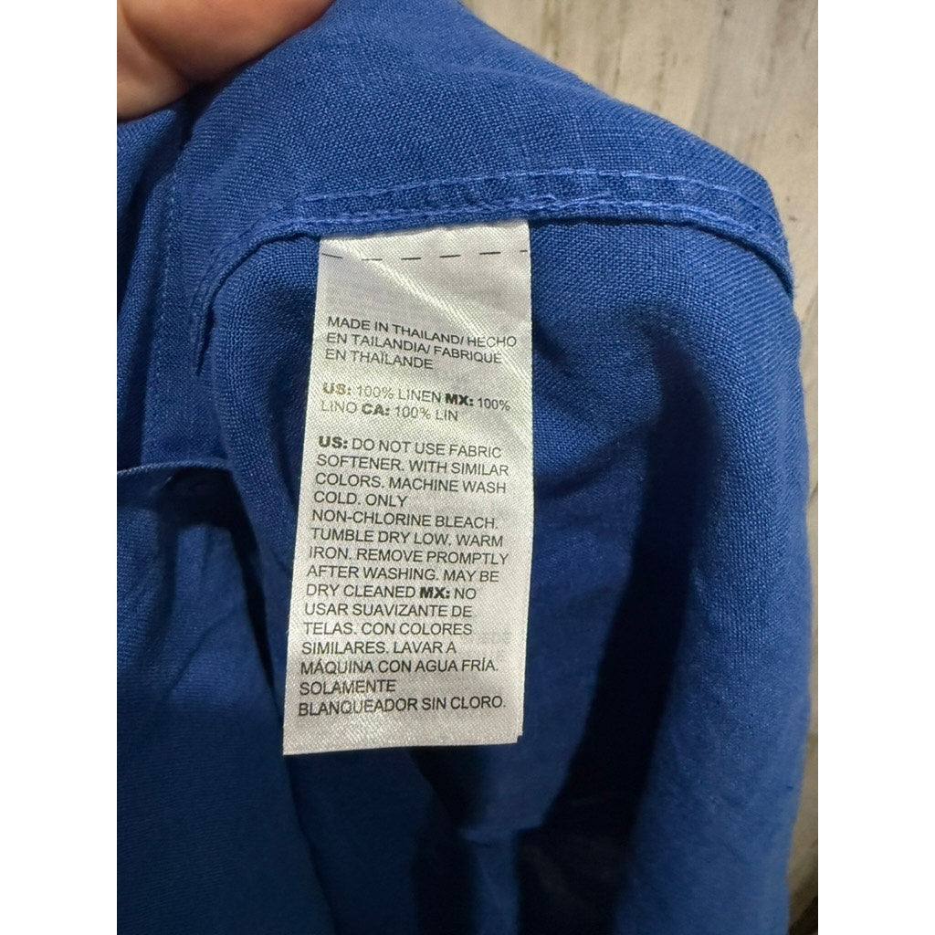 Chico's Tunic Shirt Womens Size 0/4 Blue Button-Up Collared Long Sleeve