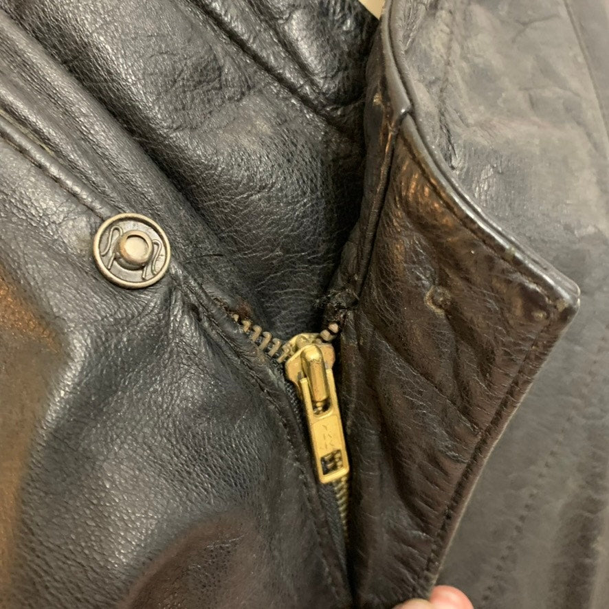 Wilsons The Leather Experts Jacket XL Black Biker Asym Snap