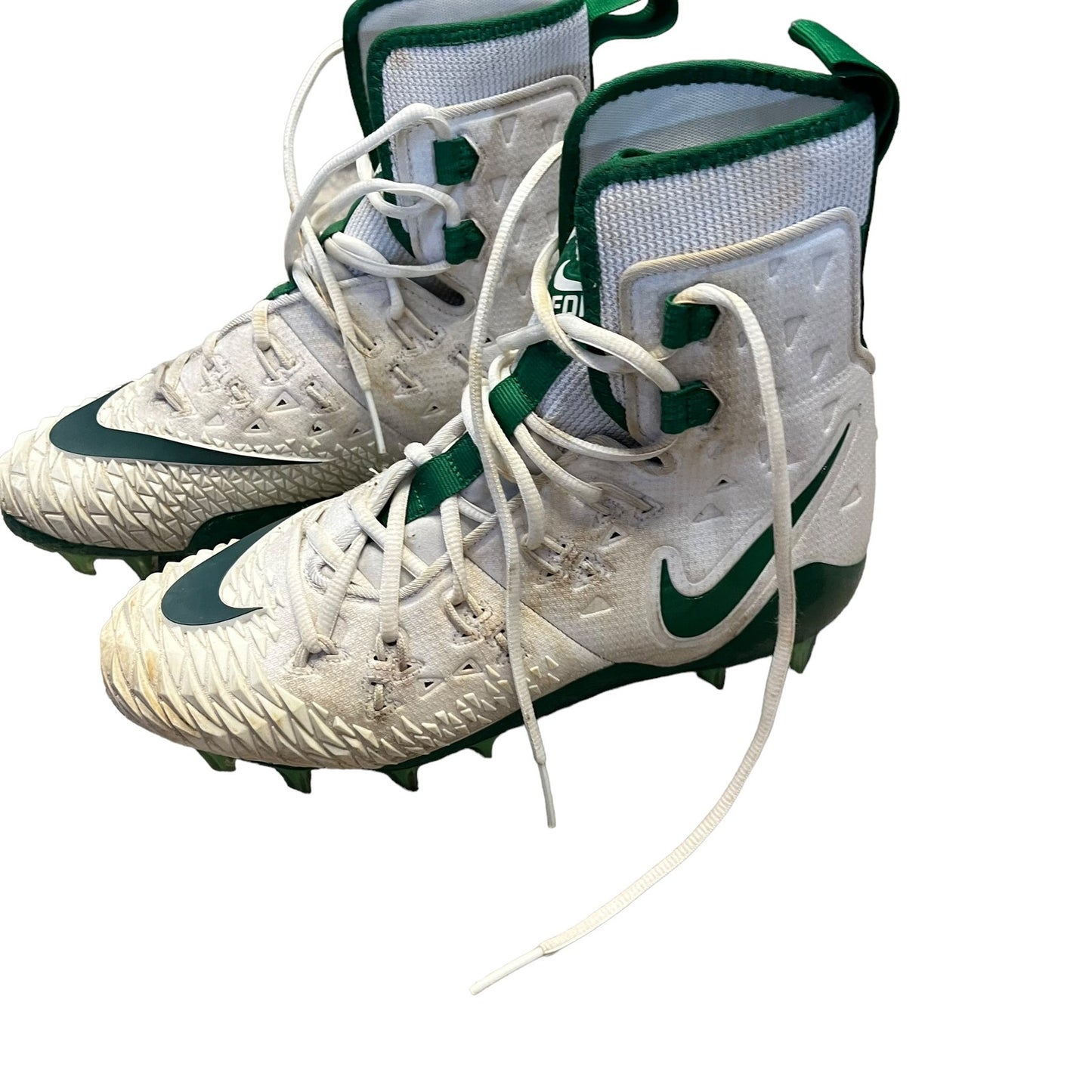 Nike Force Savage Elite TD High Top Football Cleats White/Green Men's Size 8.5