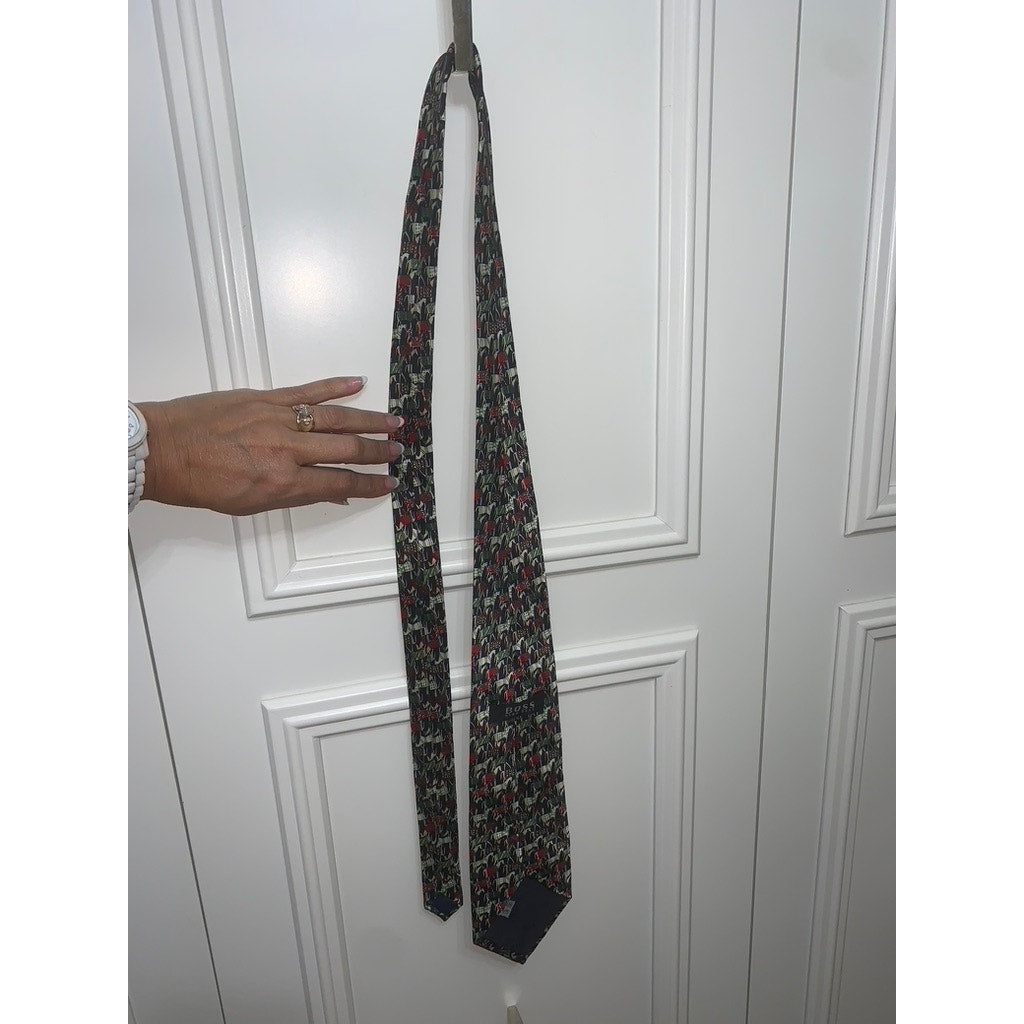 Hugo Boss Men's Silk Tie Horse Animal Print Multicolor Classic Length