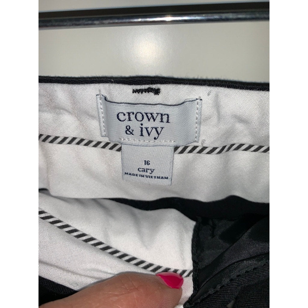 Crown & Ivy Women's Size 16 Black Ankle Pants Straight Leg Casual