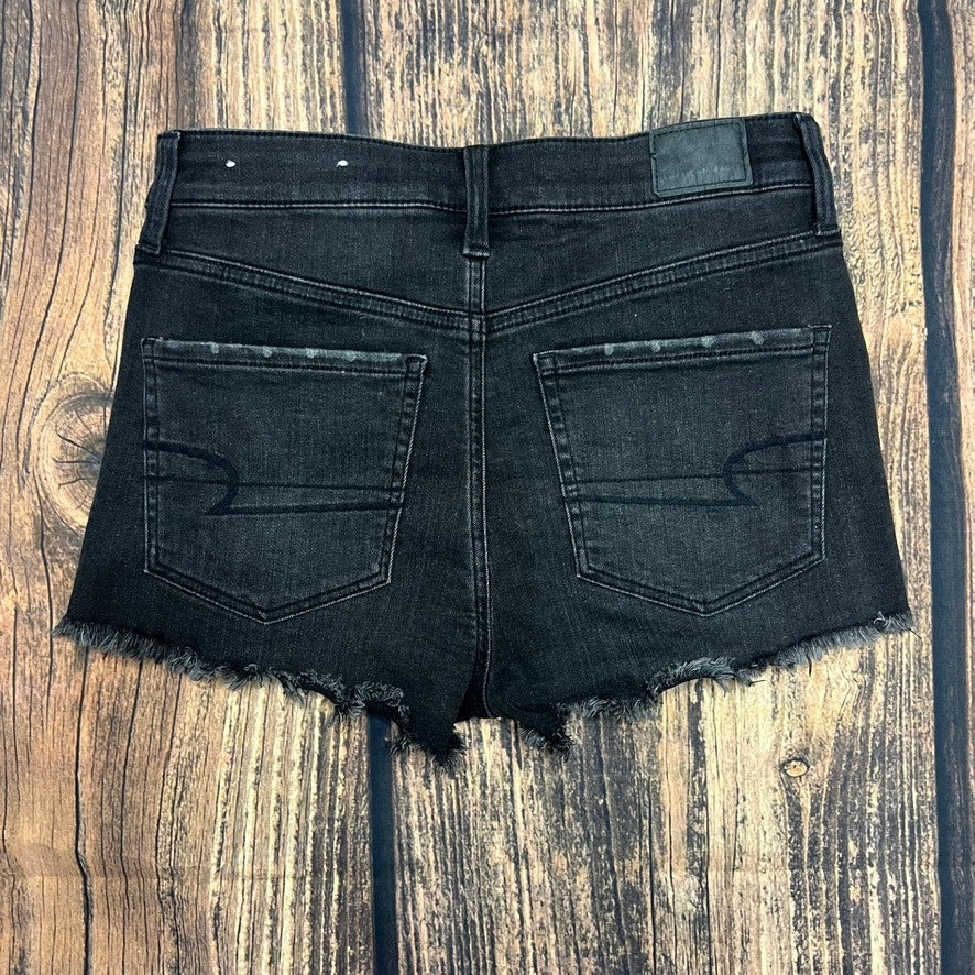 American Eagle Women's Hi-Rise Shortie Jean Shorts Black Size 6