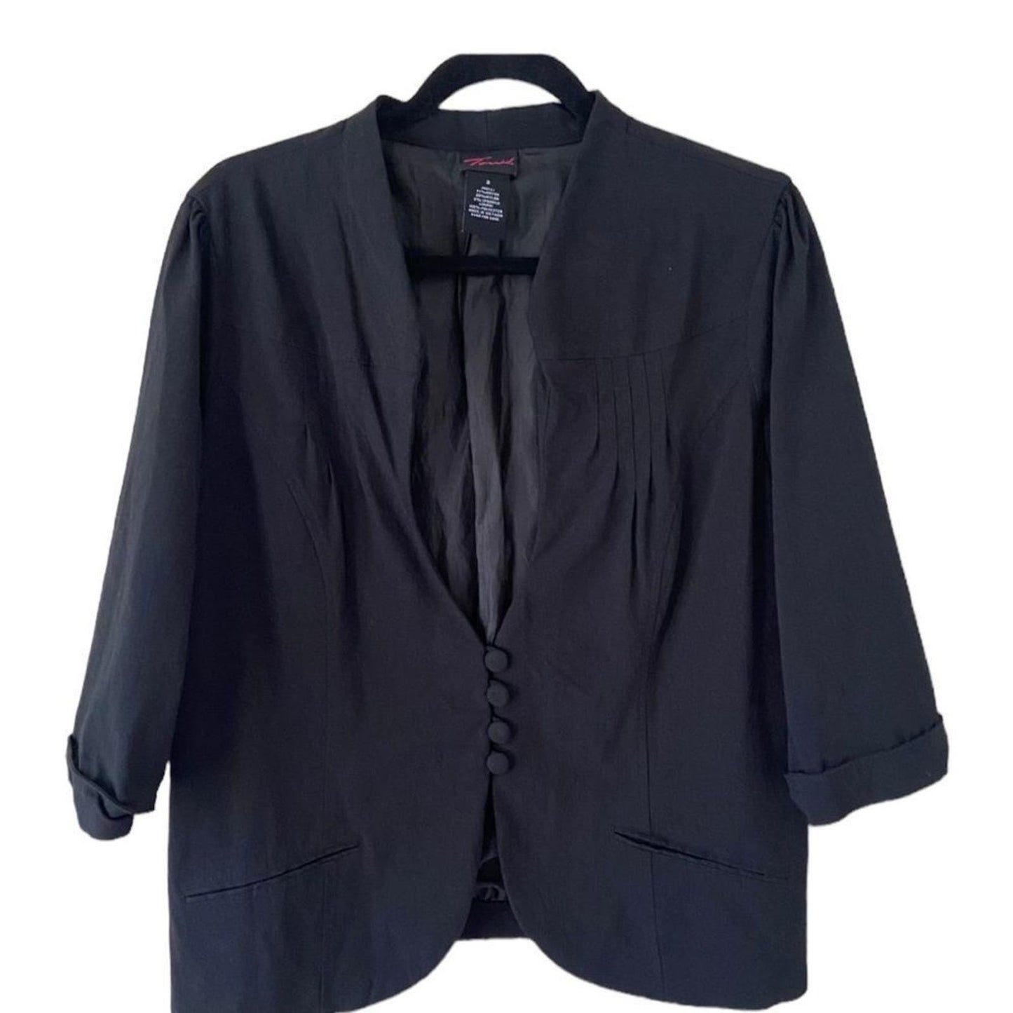 Torrid Women's Size 3 Black Open Front Blazer w/ Four Buttons & 3/4 Sleeves