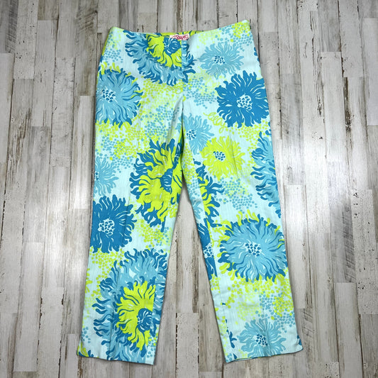 Lilly Pulitzer Women's Size 8 Blue Floral Print Resort Fit Cropped Pants