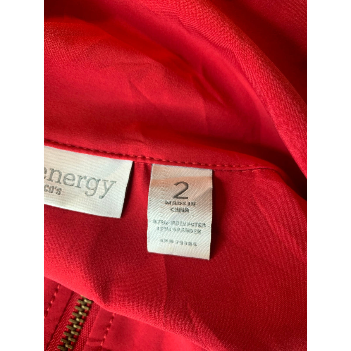 Zenergy by Chico's Vest Womens 2(12/L) Red Quilted Zip Front Gold