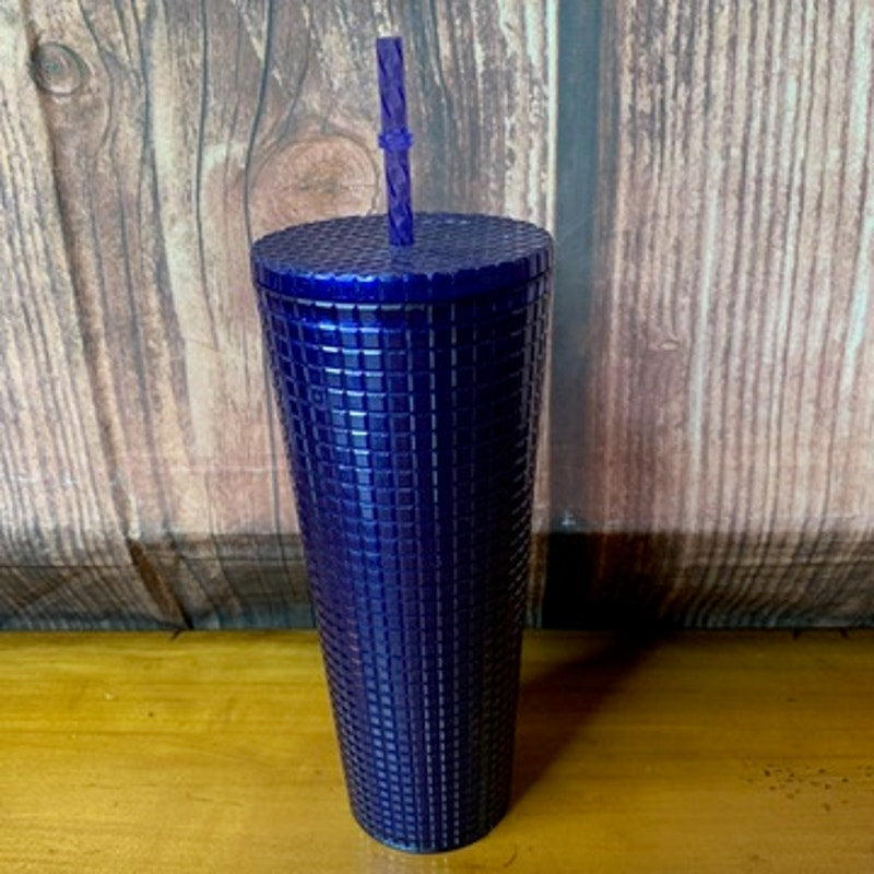 Starbucks Cup24oz Cobalt Blue Purple Glitter w Lid Straw