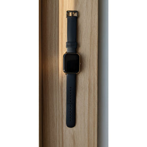 Gold Square Smart Watch Black Band Heart Rate Sleep Sport Fitness Tracker Unisex