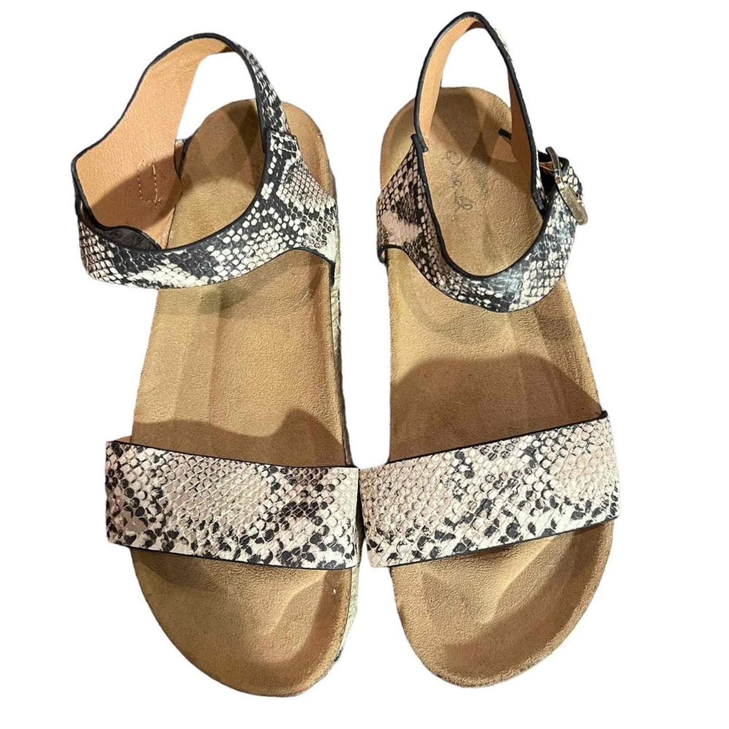 Qupid Womens Platform Espadrille Wedge Sandals Snake Print Size 10 Beige