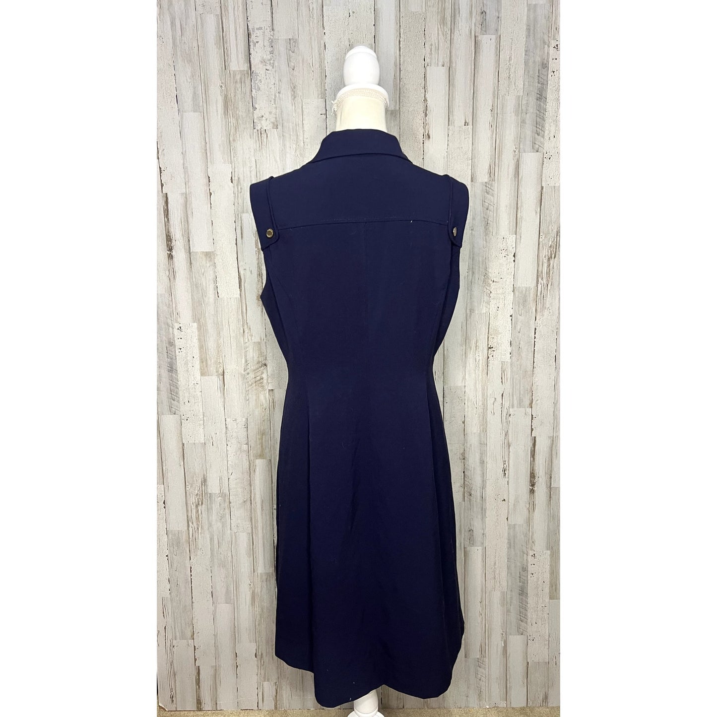 Calvin Klein Women's Size 12 Blue Sleeveless Midi Button-Down Dress