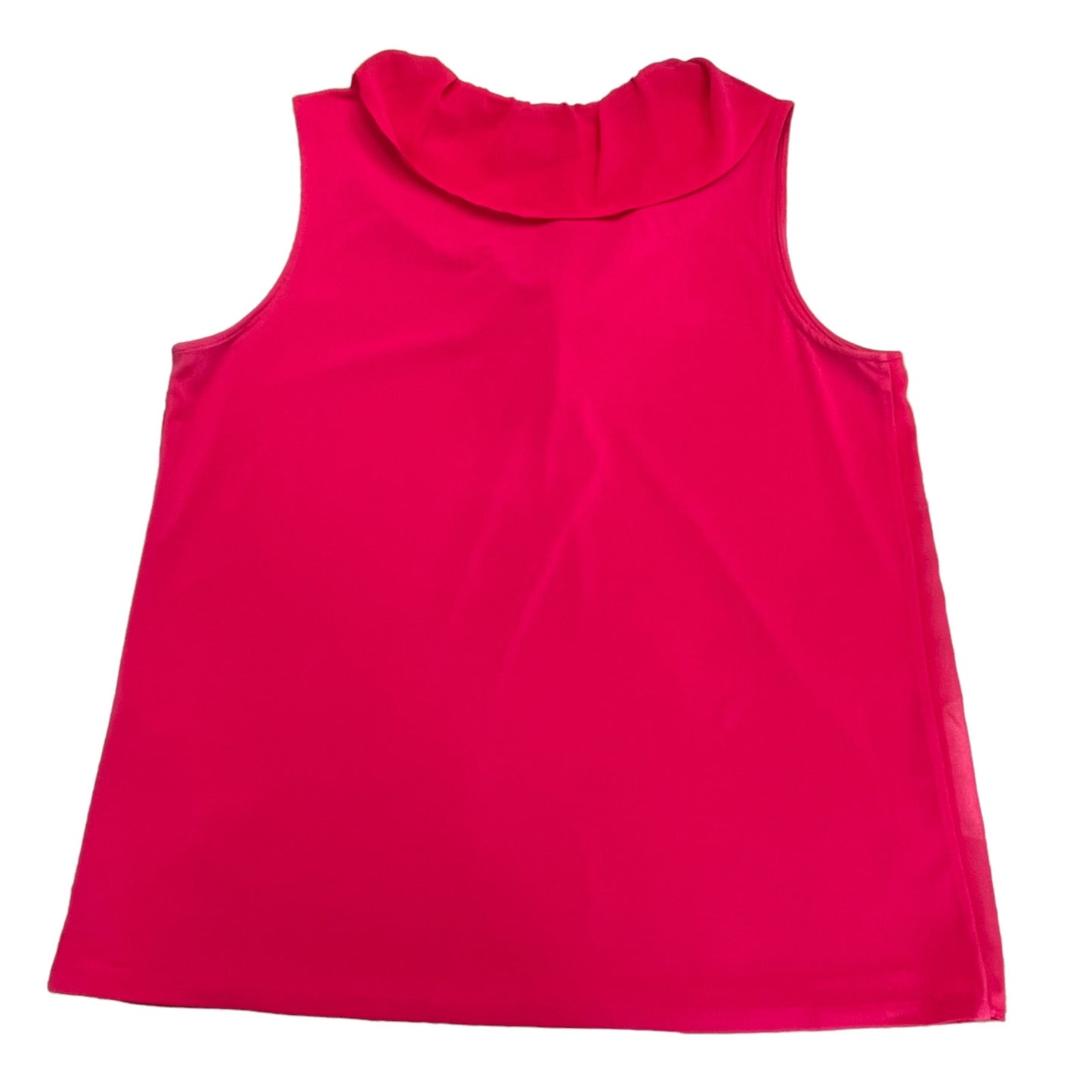 Calvin Klein Women's Large Fuchsia Pink V-Neck Tie Detail Ruffle Sleeveless Top