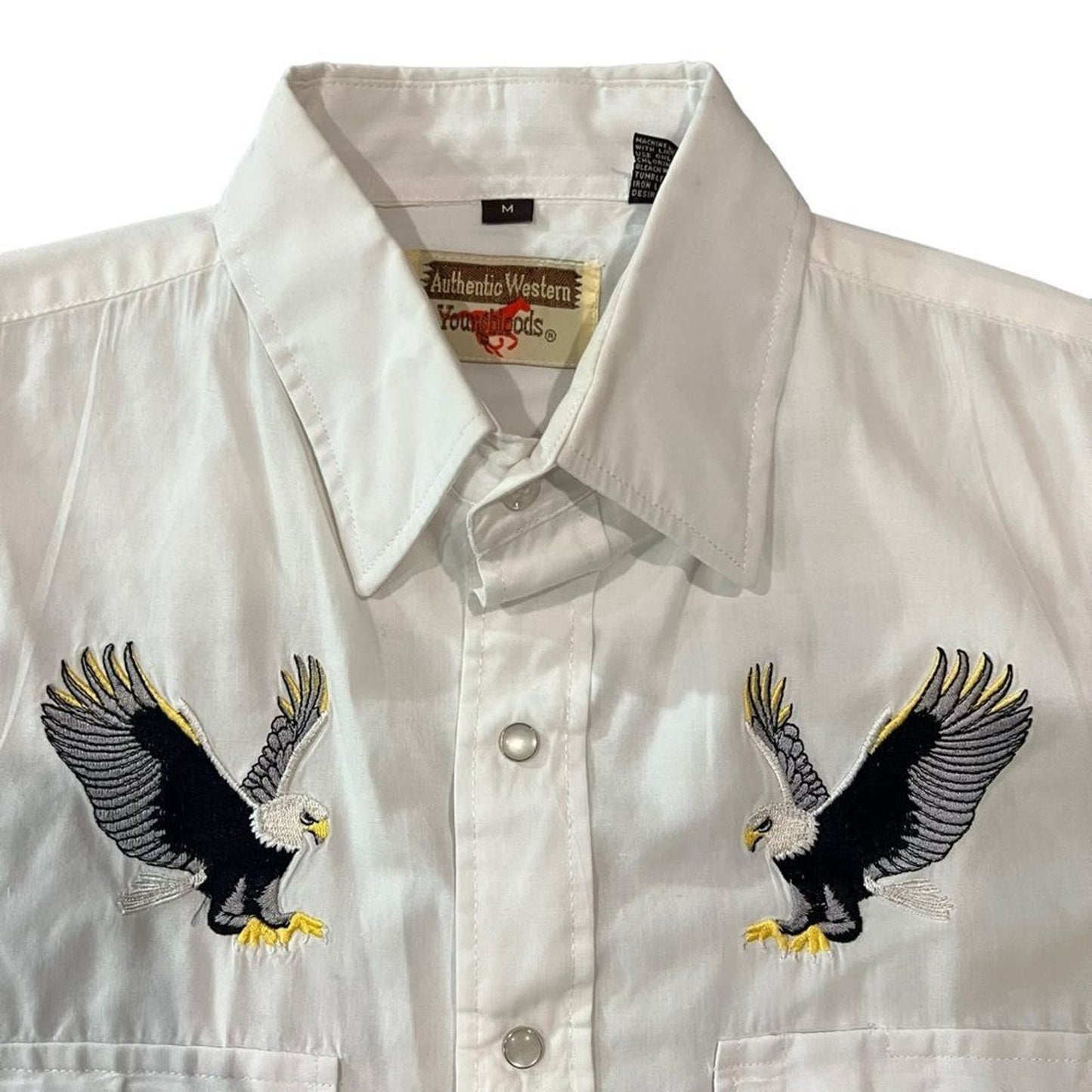 Vintage Authentic Western Youngbloods Embroidered Eagle Pearl Snap - Medium