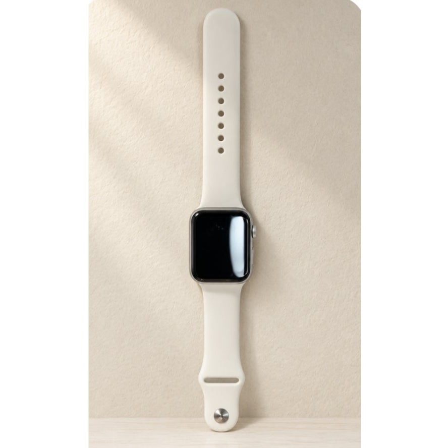 Smart Watch Heart Rate Sleep Monitor Square Silver Case White Silicone Band  NOT TESTED