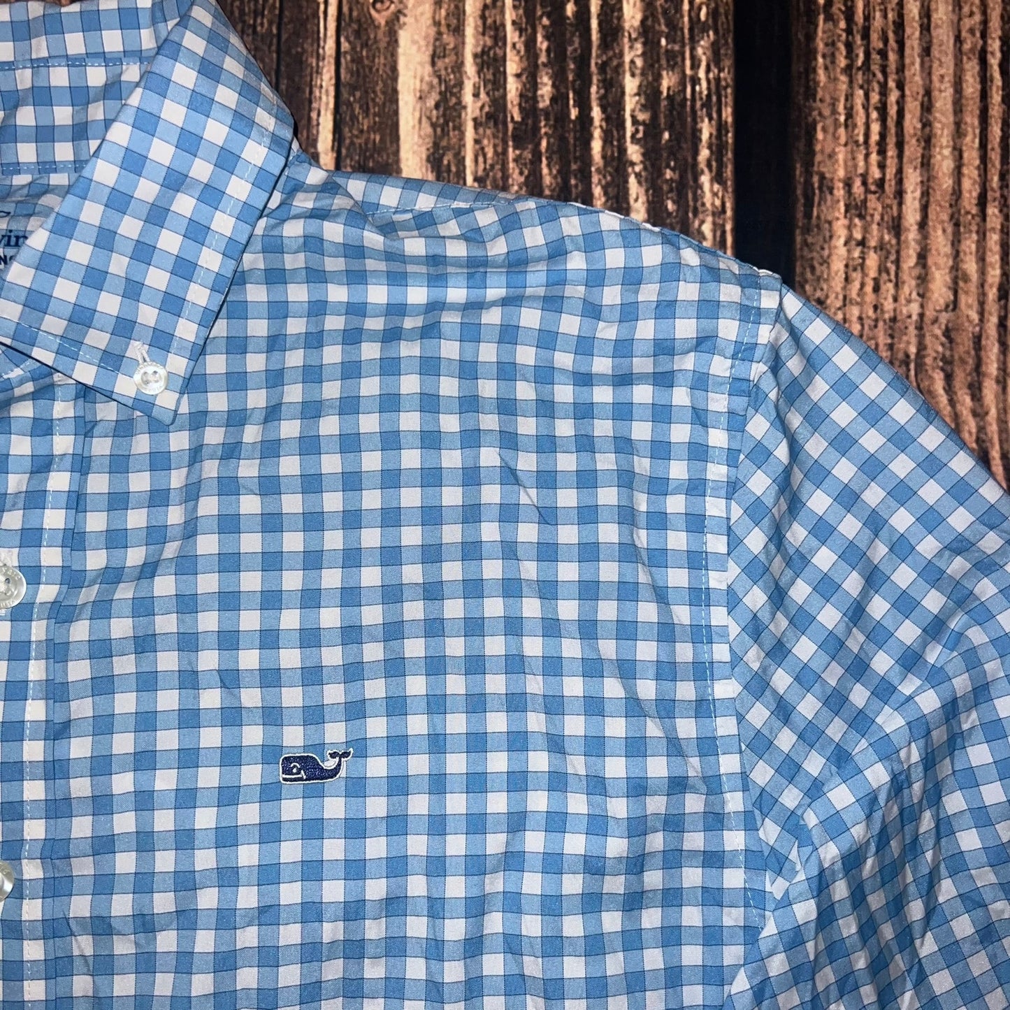 Vineyard Vines Men's XL Blue Gingham Button-Up Shirt Long Sleeve Casual