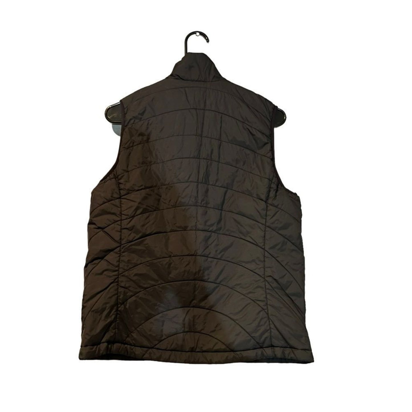 Lands' End Vest Womens Size Medium Black Quilted Puffer Full Zip Blue Lining