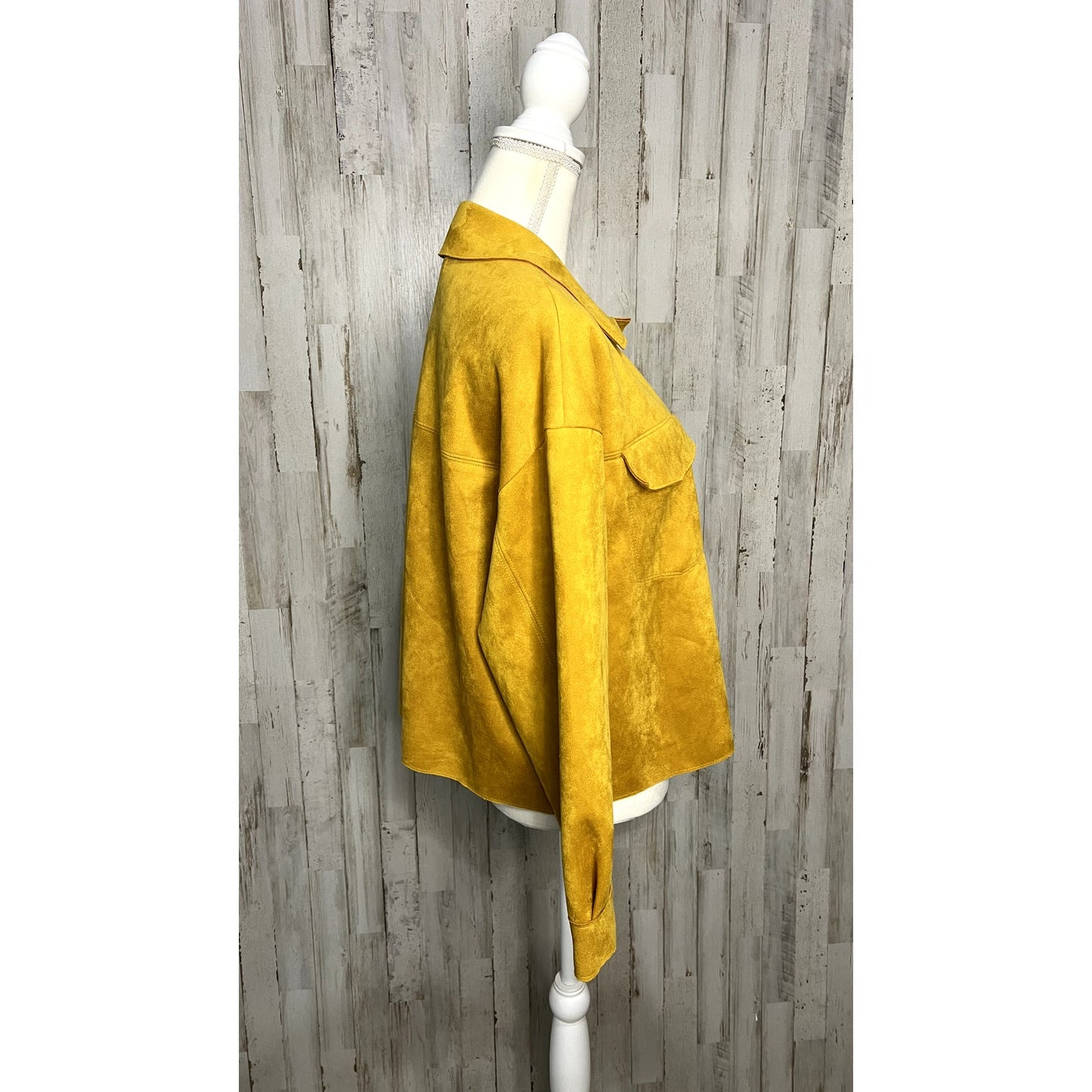 NWT Zara Women's Mustard Yellow Faux Suede Jacket Size Medium