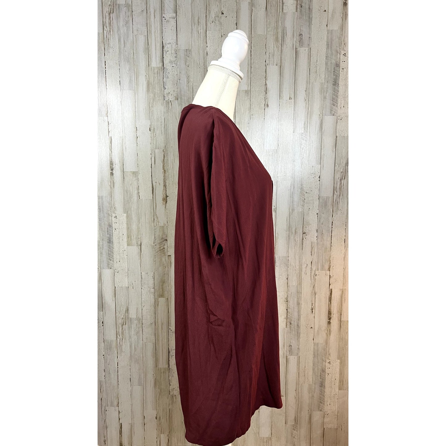 Madewell Women's Burgundy Button-Front Shirt Dress Size Small Knee Length Casual