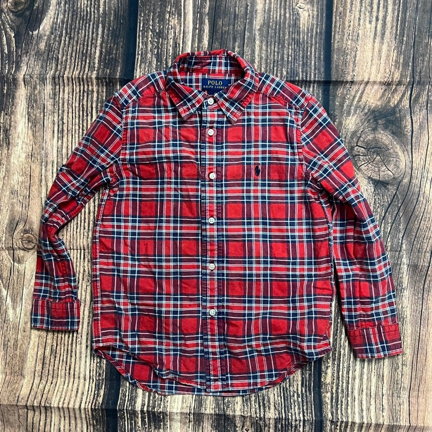 Polo Ralph Lauren Kids Plaid Red Long Sleeve Button-Up Shirt Size 6