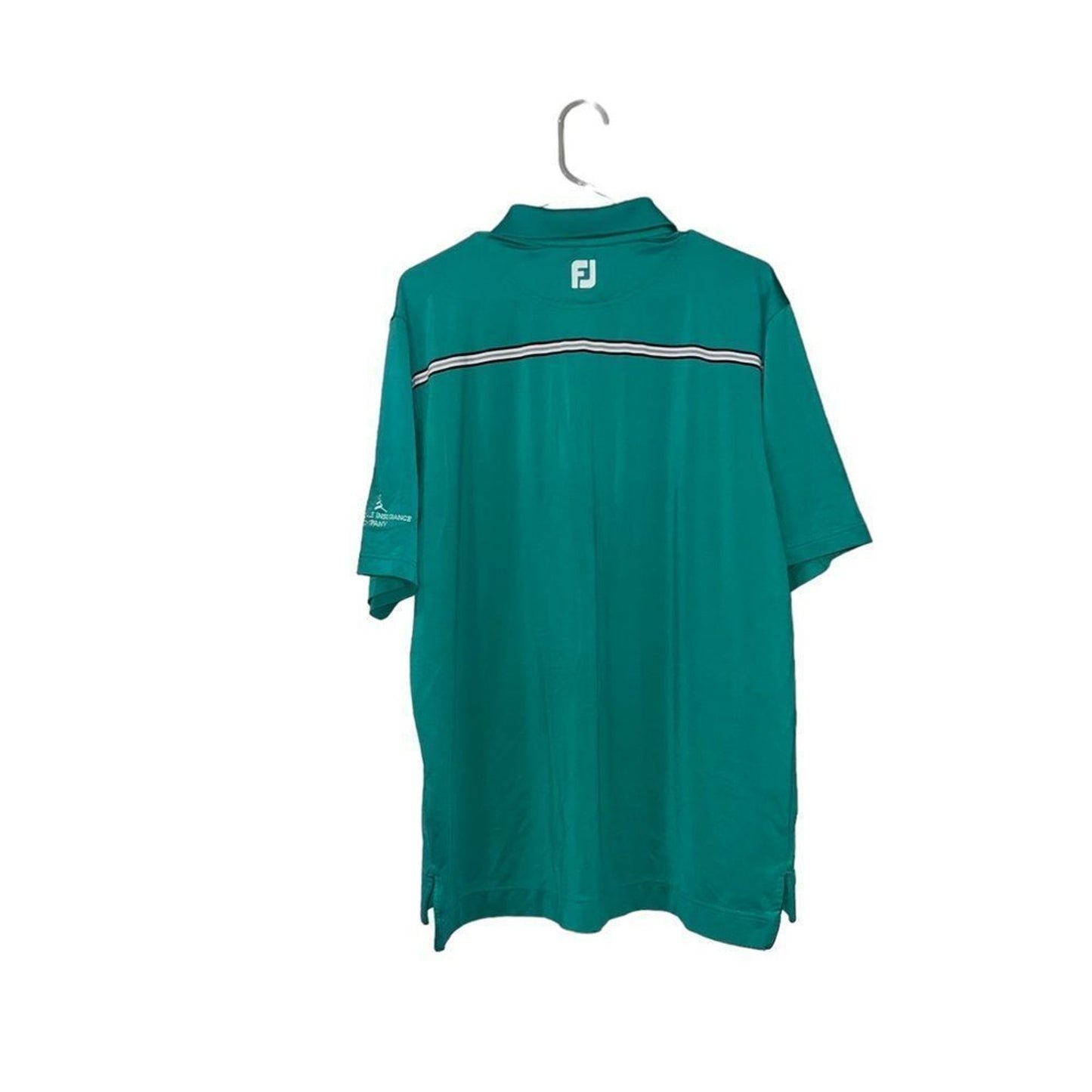 FootJoy Polo Shirt Mens Large Green Striped Short Sleeve Golf Athletic Fit