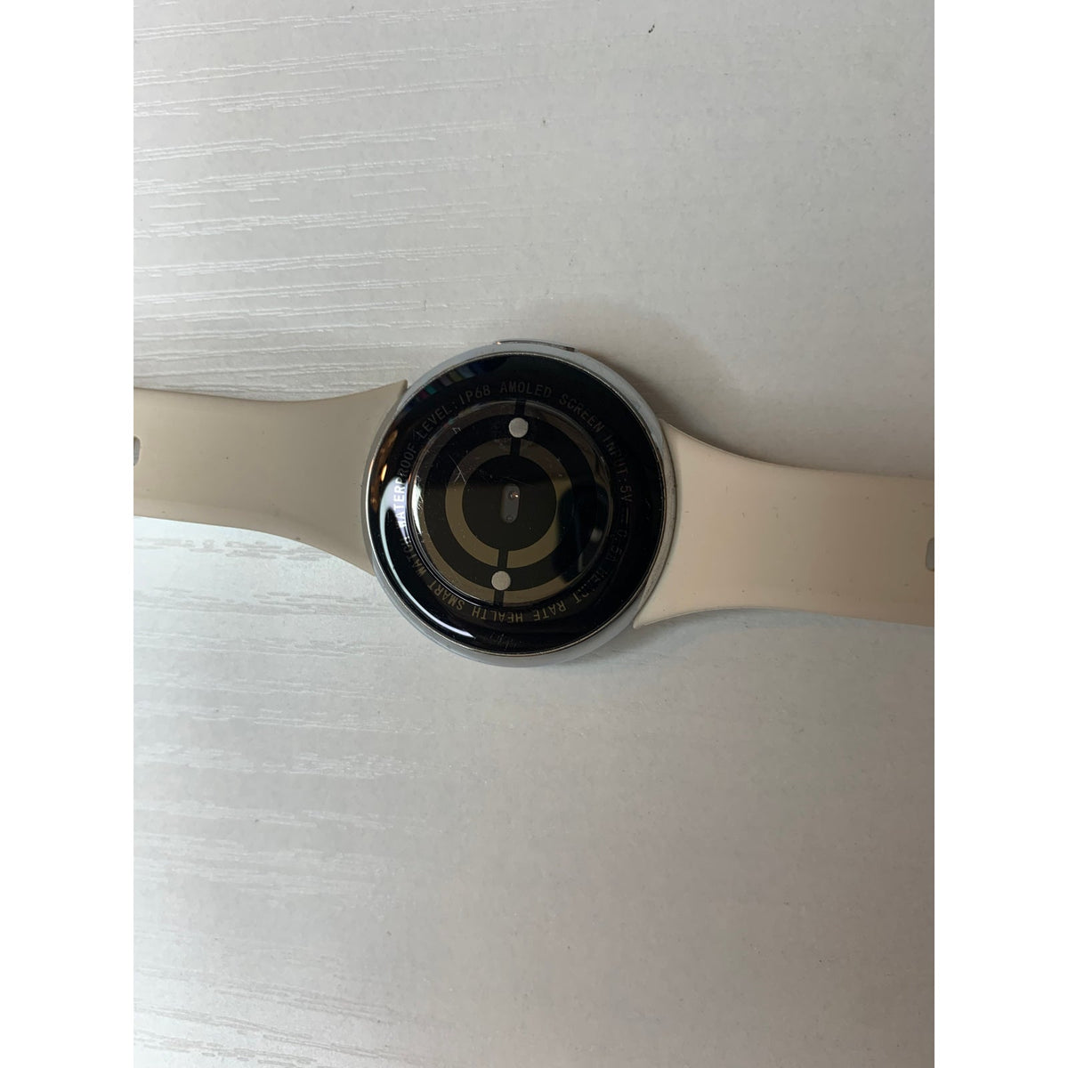 SMART WATCH Health Heart Rate AMOLED IP68 Cream Silicone Band NOT TESTED