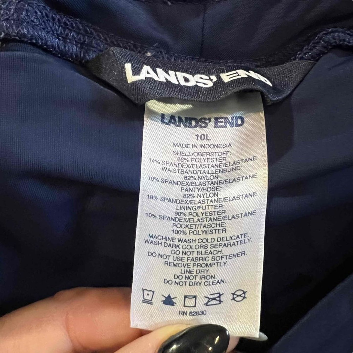 Lands' End Womens Athletic Shorts Size 10 Tall Navy Blue Pull-On Stretch