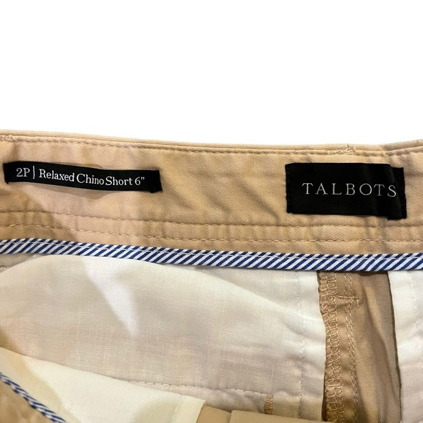 Talbots Chino Bermuda Shorts Womens 2P Petite Beige Relaxed Fit 6 Inseam