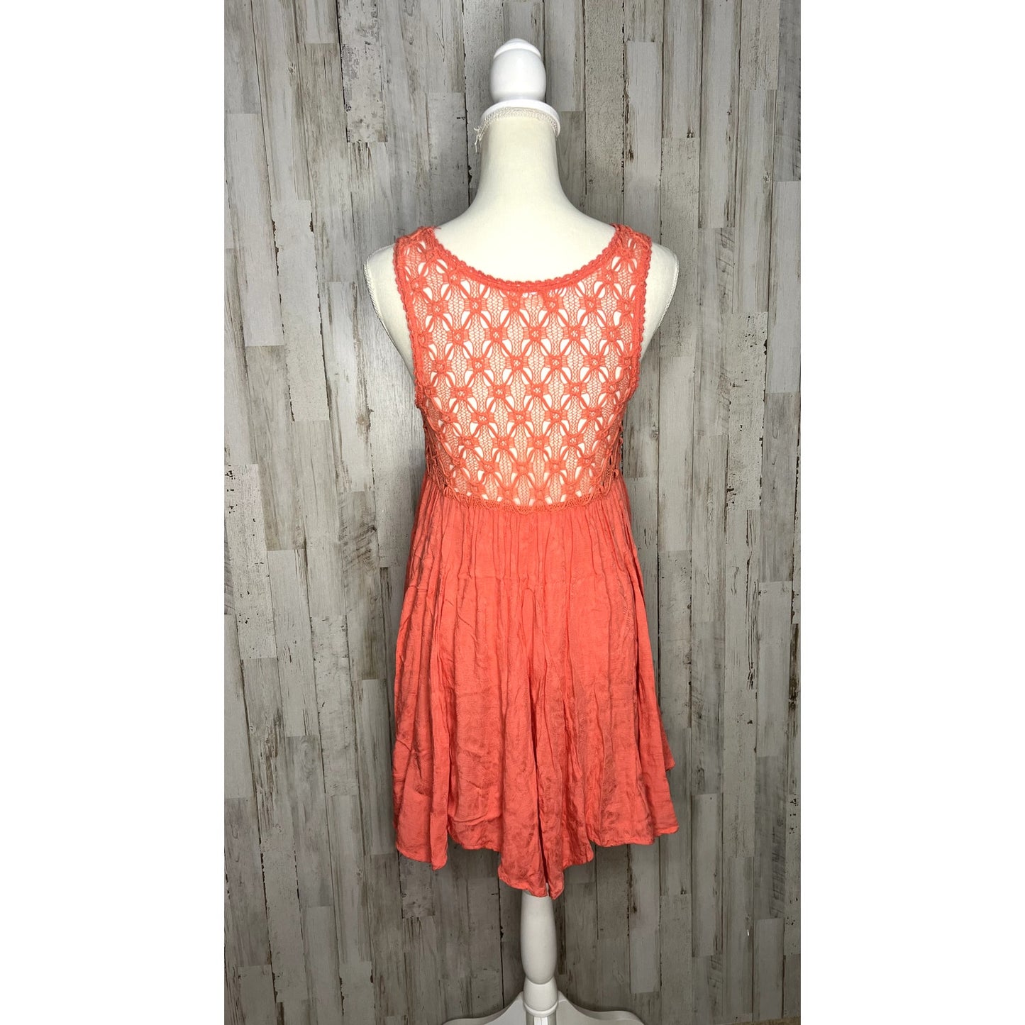 Free People Women's Size Coral Pink Small Fiesta Crochet Lace Boho Dress