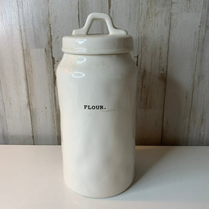 Rae Dunn Flour Canister with Lid White Storage Jar 8.5in