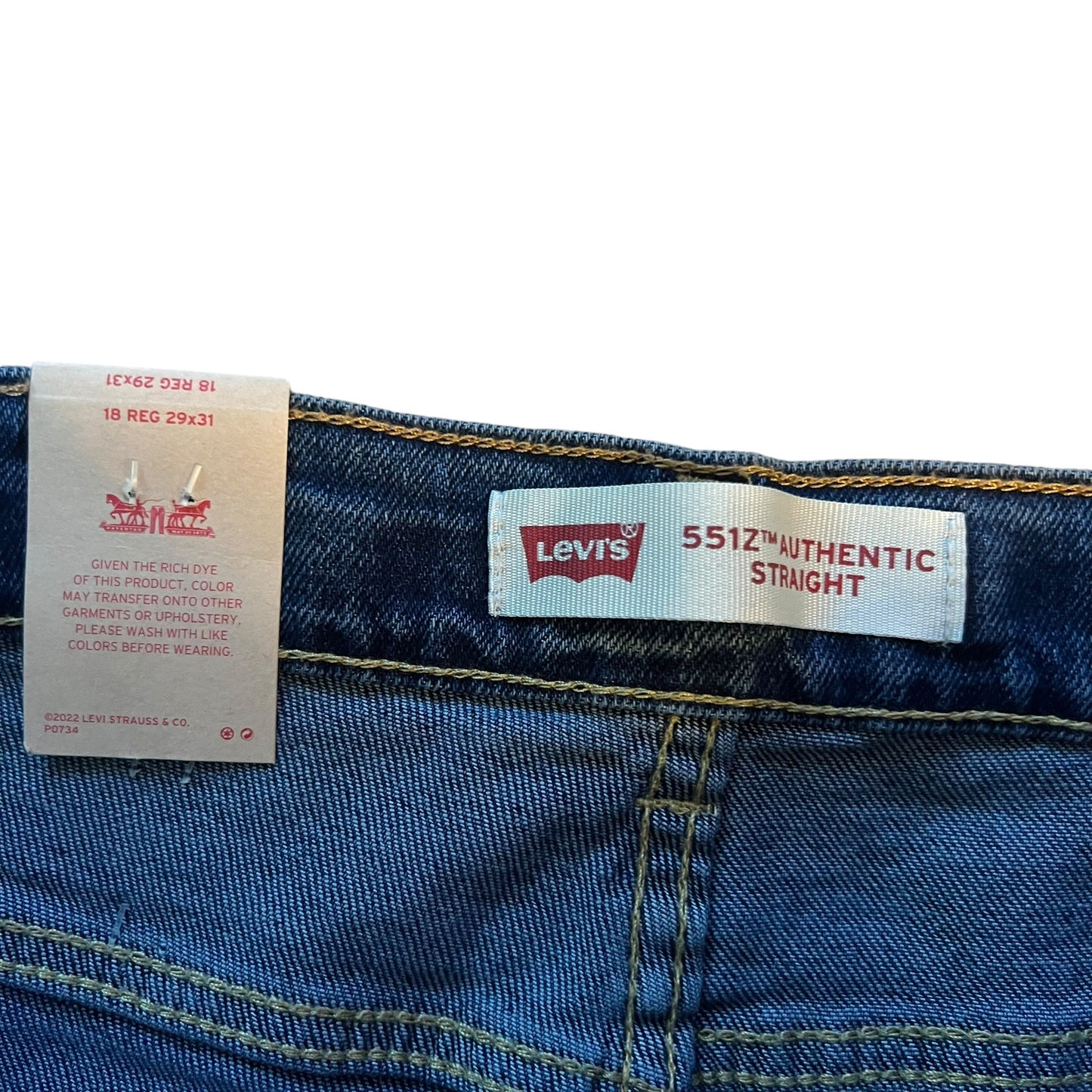 NWT Levi’s Boys Size 29x31 5512 Authentic Straight Stretch Fit Blue Jeans