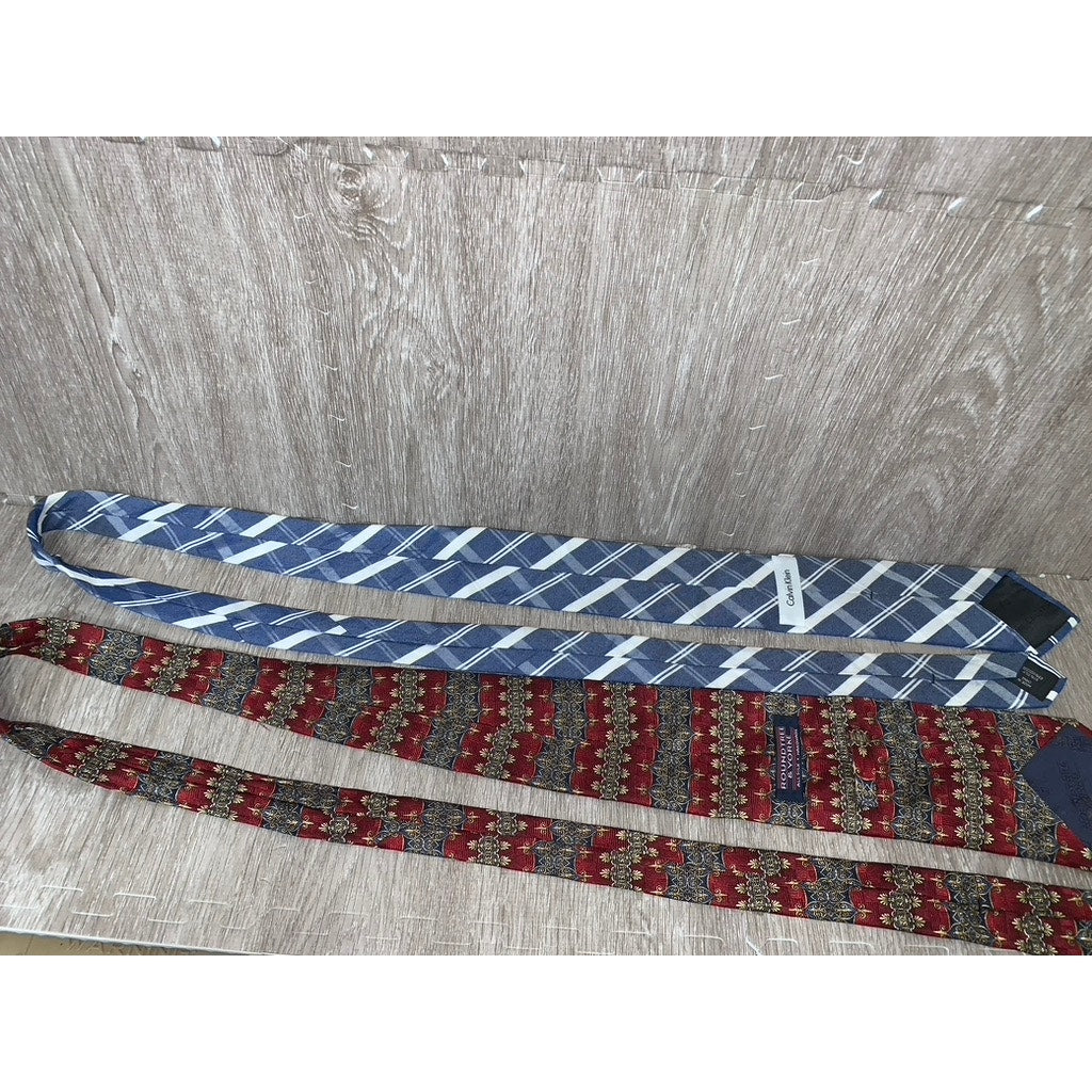 Vintage Silk Ties Plaid & Check Men's Designer 2 Piece Set Calvin Klein