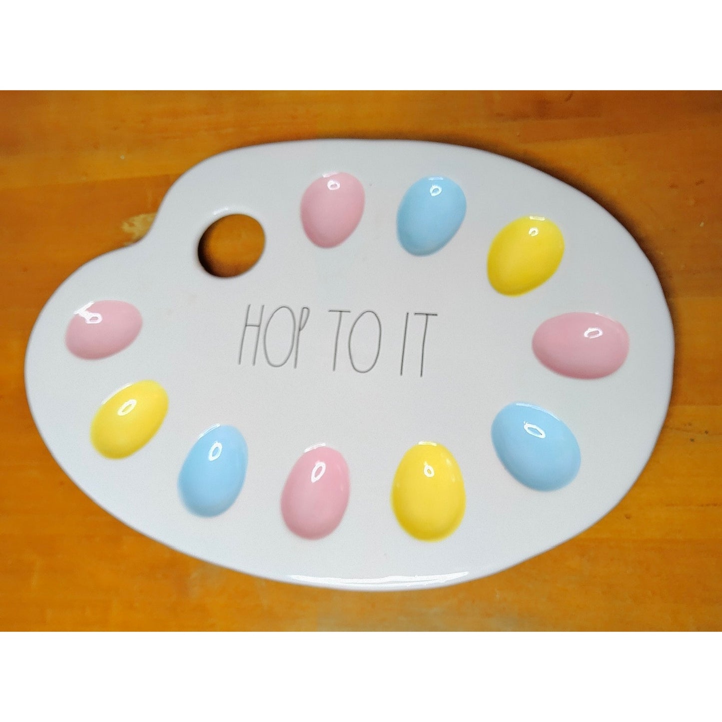 Rae Dunn HOP TO IT Deviled Egg Platter Tray White Easter