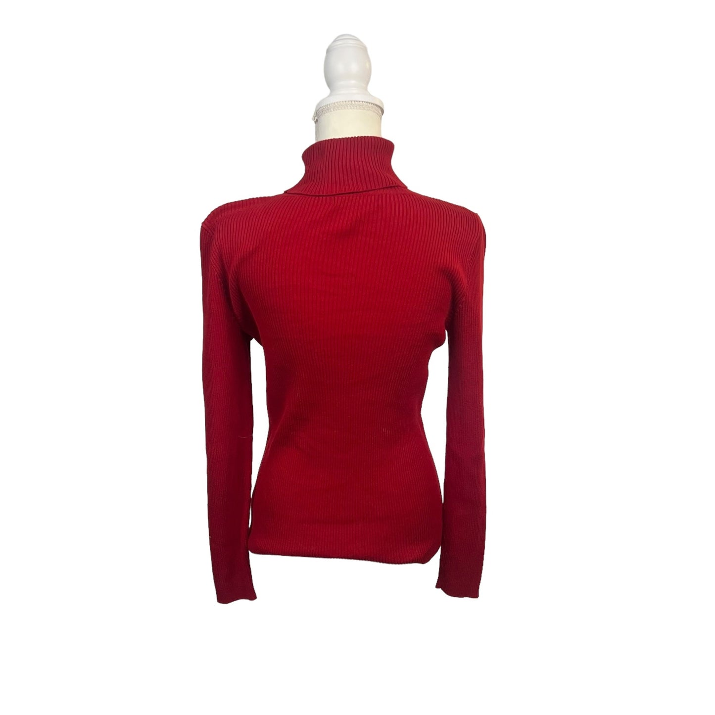 Lauren Ralph Lauren Women's Medium Red Ribbed Knit Turtleneck Sweater