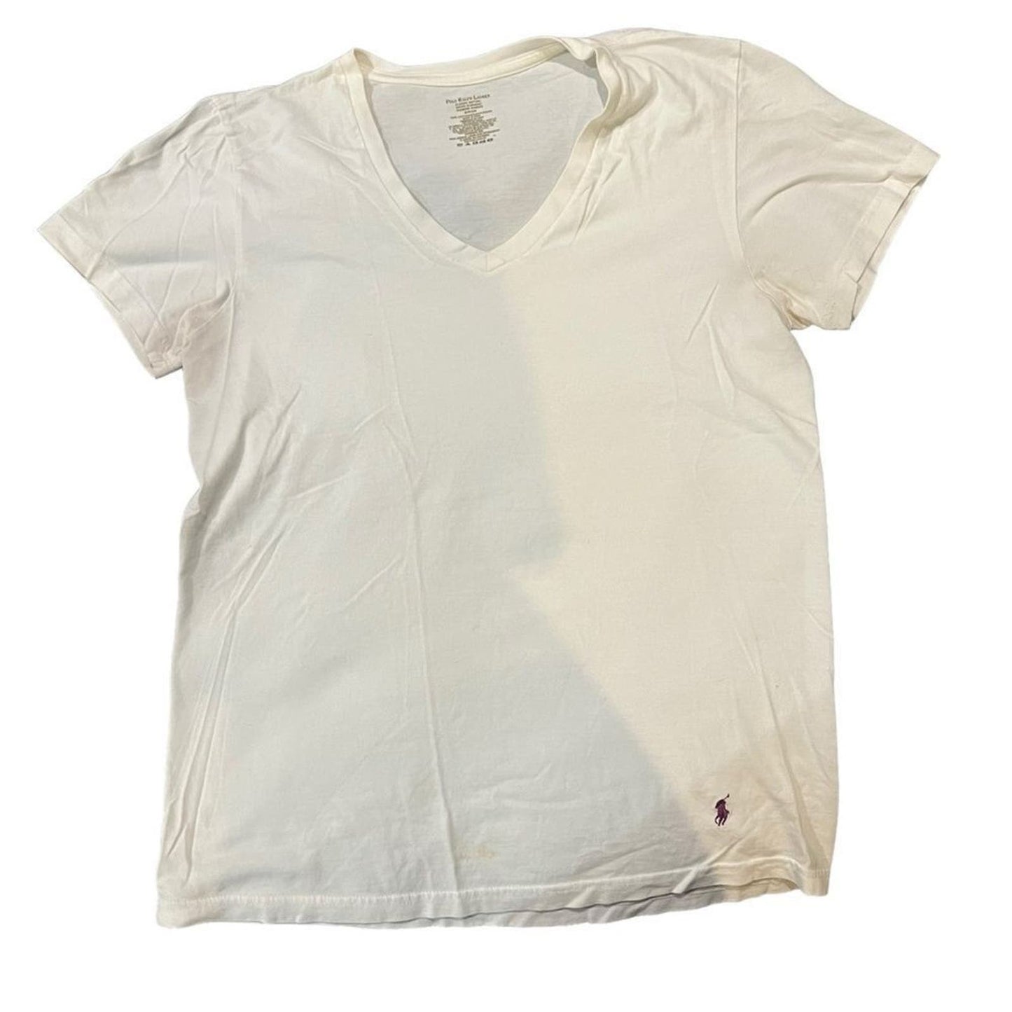 Polo Ralph Lauren Small White V-Neck Short Sleeve T-Shirt/Undershirt