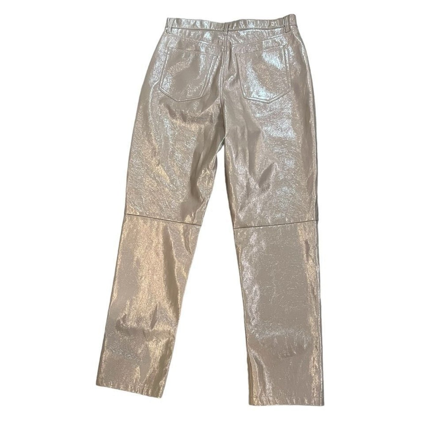 NWT Abercrombie & Fitch 90s Straight Jeans Women's 14 Tall Silver Gold High Rise