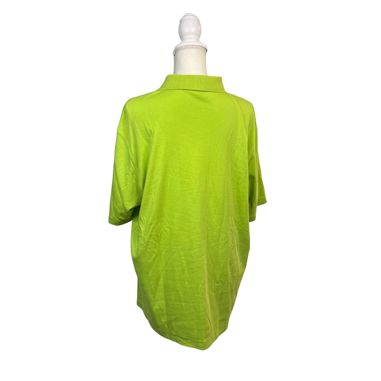 Lands' End Men's XL Pima Cotton Polo Shirt Safety Green Short Sleeve with Pocket