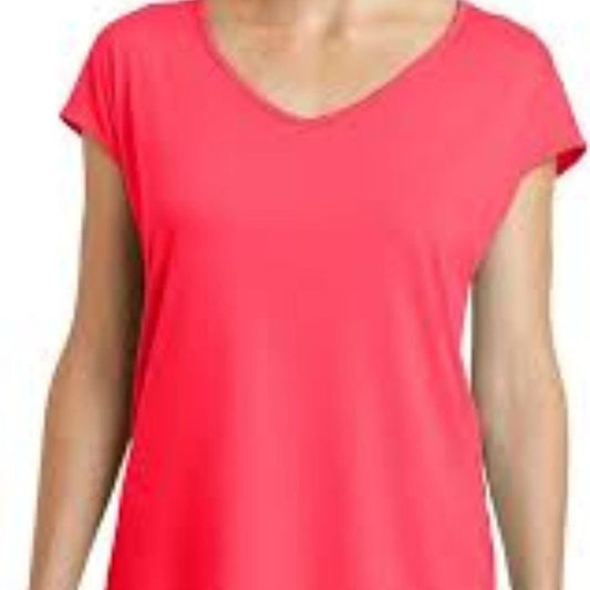 Banana Republic 100% Cotton Pink/Coral Size Medium Short Sleeve V-Neck Tee