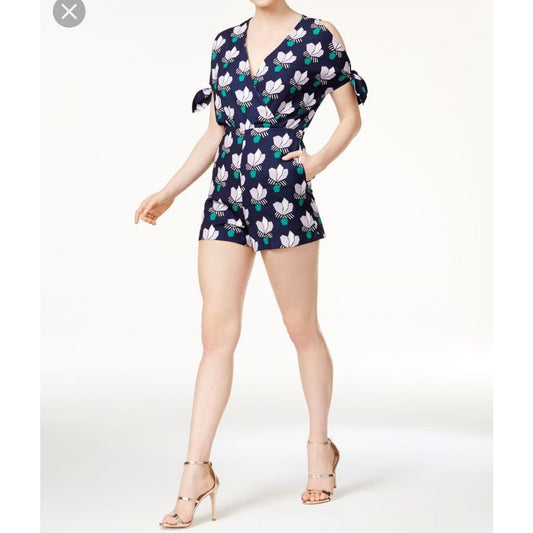 NWT MareMare Women's Cold-Shoulder Floral Romper Navy Size Large Party/Cocktail