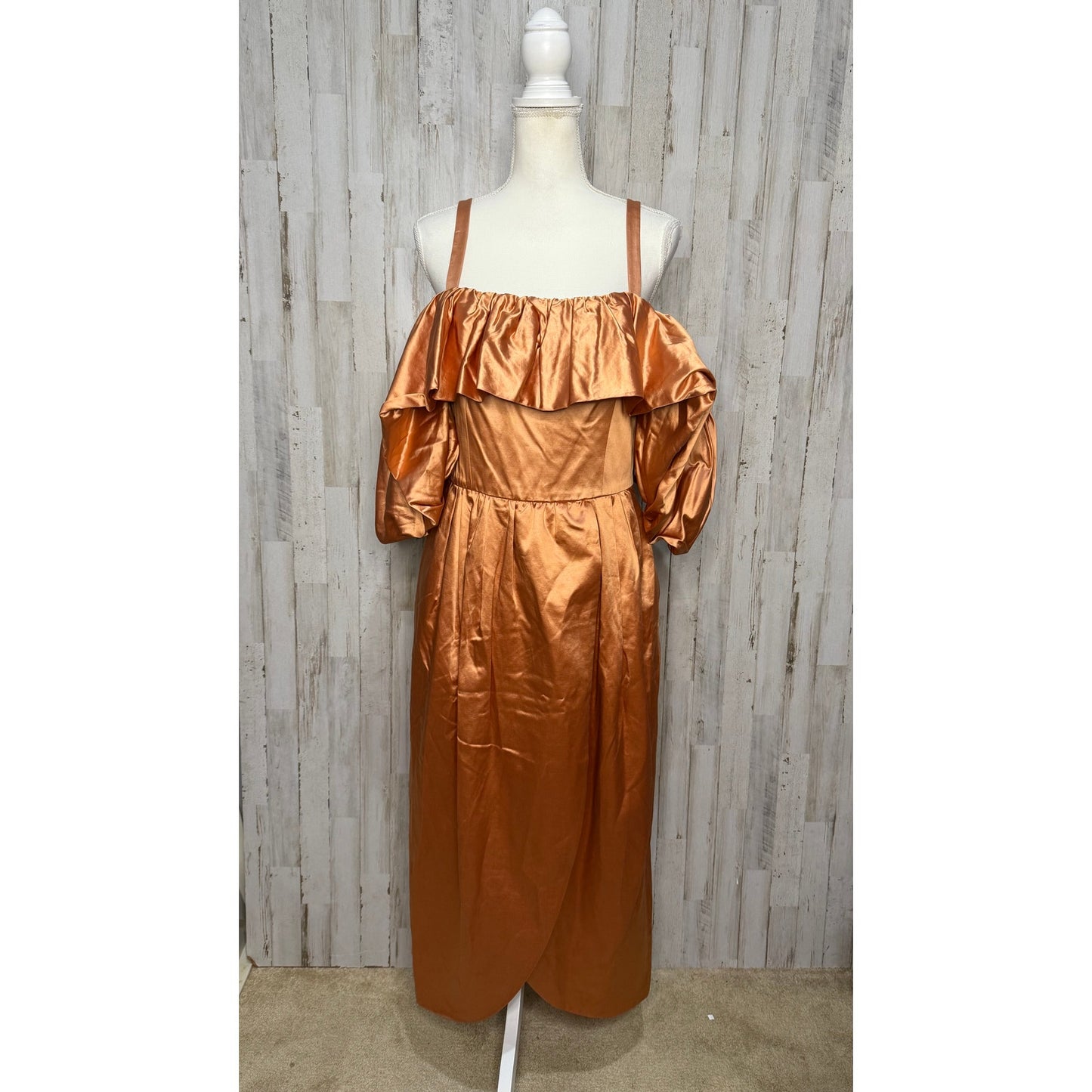NWT Ulla Johnson Women's Lelita Off Shoulder Midi Dress Size 8 Copper