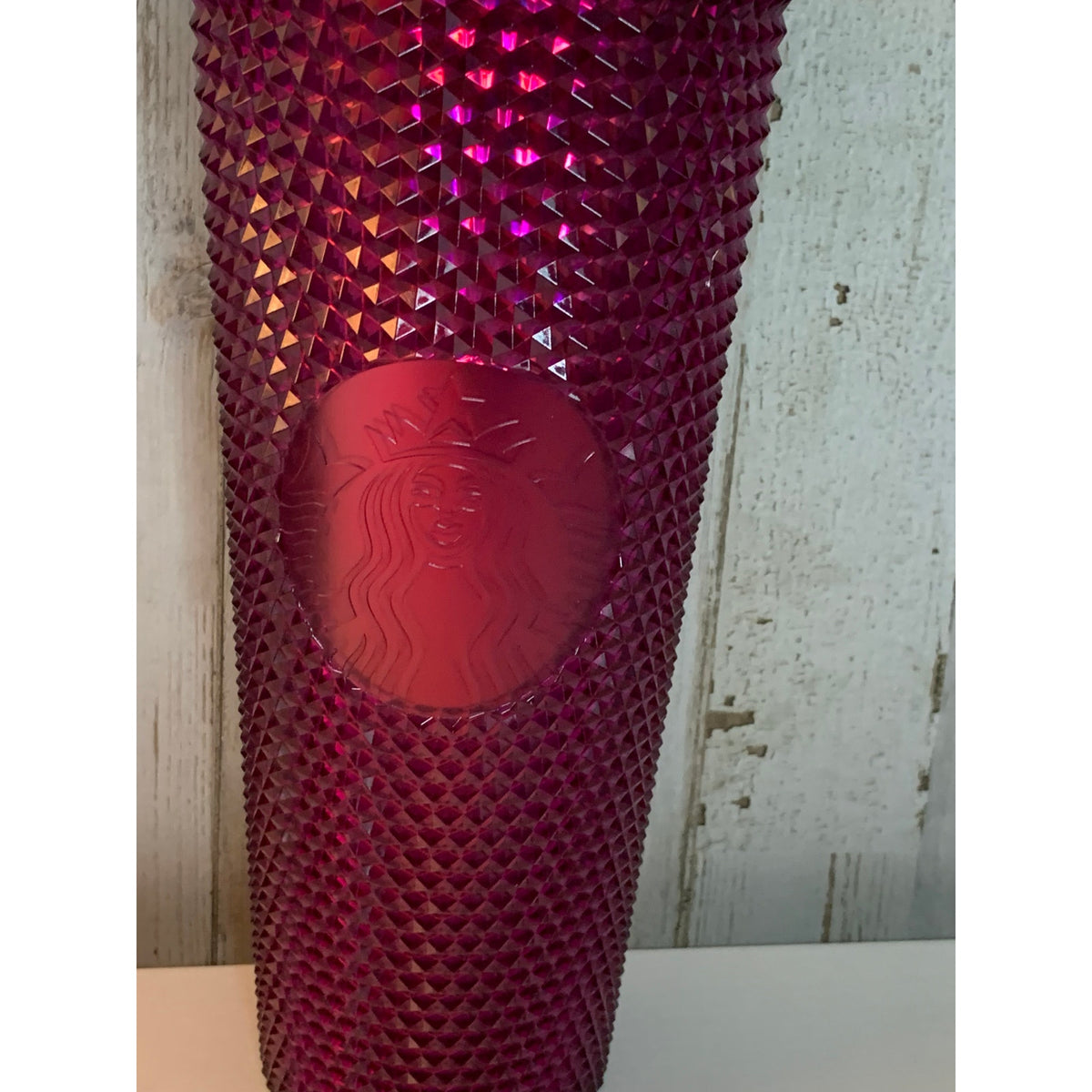 Starbucks Venti Studded Bling Cold Cup Tumbler Pink/ Purple  24 oz w/ Straw