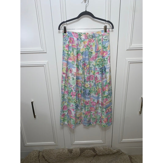 Koret Vintage Floral Pleated Midi Skirt Women's Size 10 Multicolor