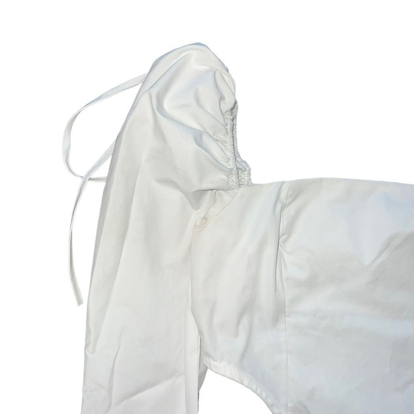 PrettyLittleThing Bodysuit Top Womens Size 8 White Square Neck Puff Sleeve