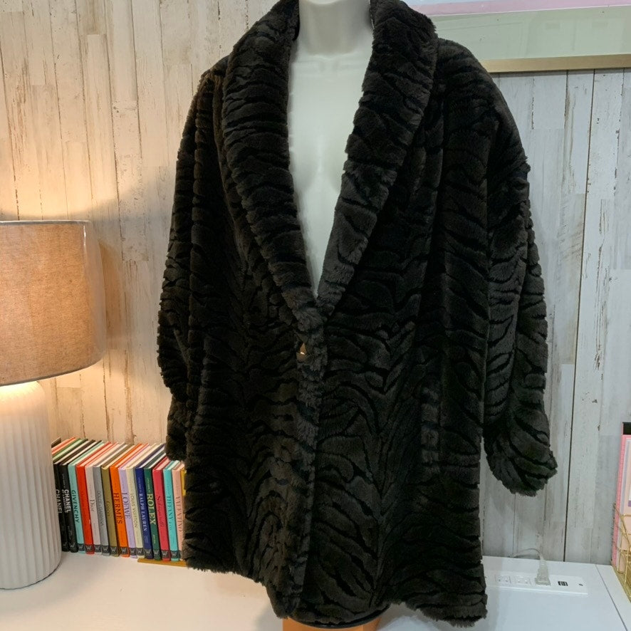 Mia Moda Coat Womens Size S Brown Textured Long Lined