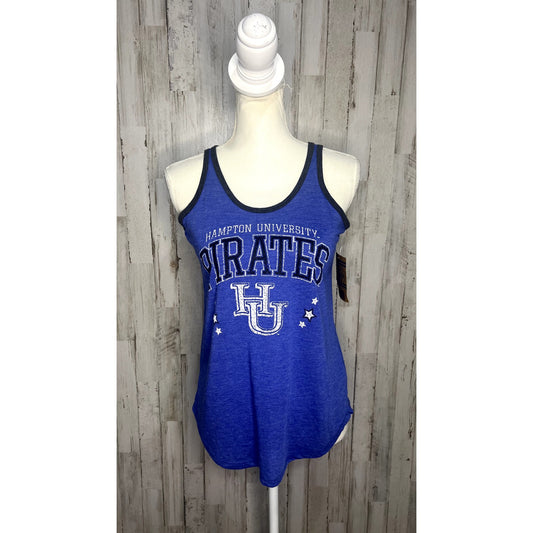 NWT Hampton University Pirates Women's Small Blue Racerback Tank Top Sleeveless