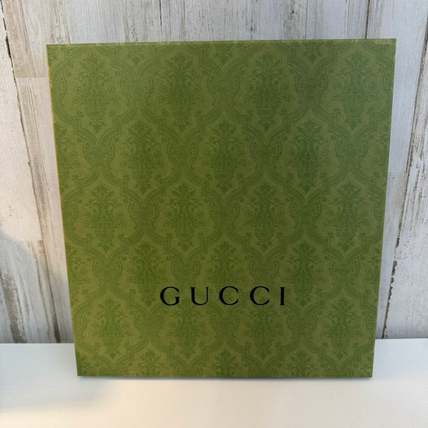 Gucci Gift Storage Box With Lid Green Damask Logo Large Square 13x12