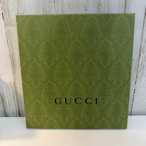 Gucci Gift Storage Box With Lid Green Damask Logo Large Square 13x12
