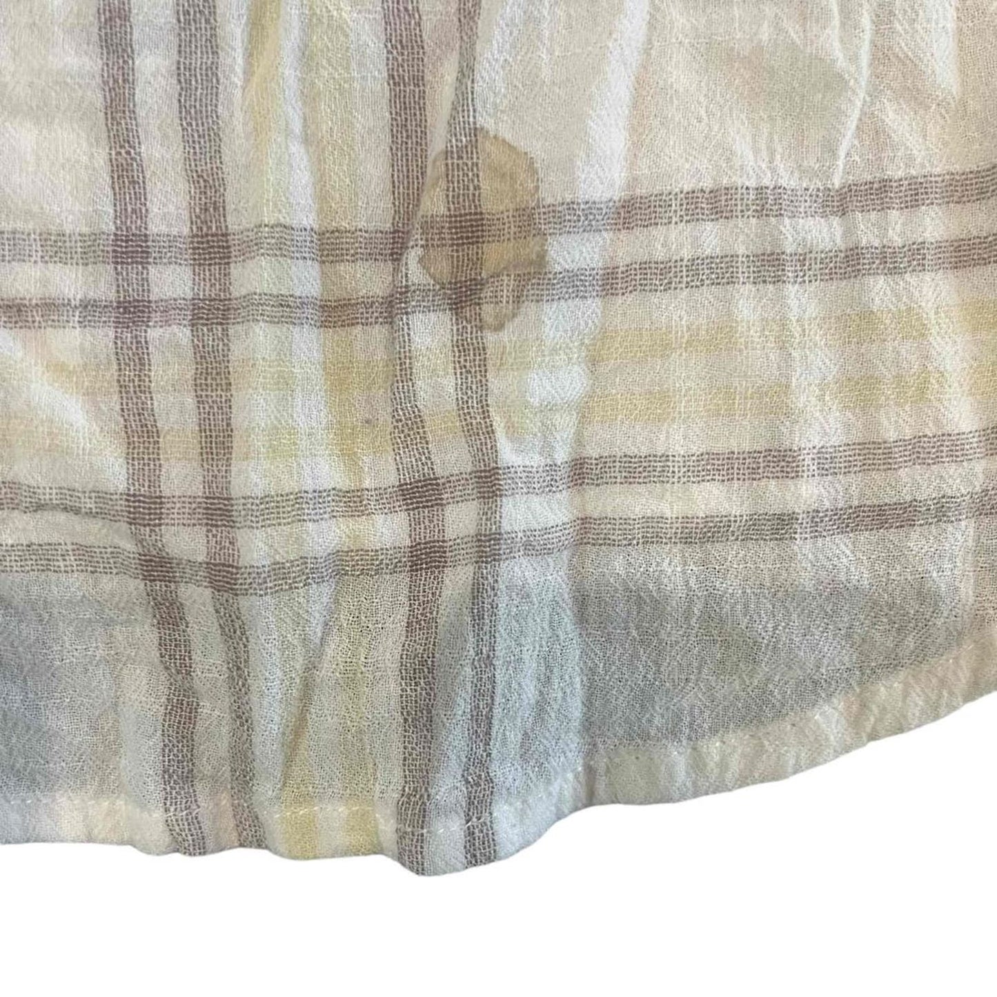 Free People Small Beige Plaid Cropped Batwing Long Sleeve ButtonUp Shirt