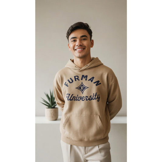 NWT 47 Furman University Paladins Mens Pullover Hoodie Beige Size Large