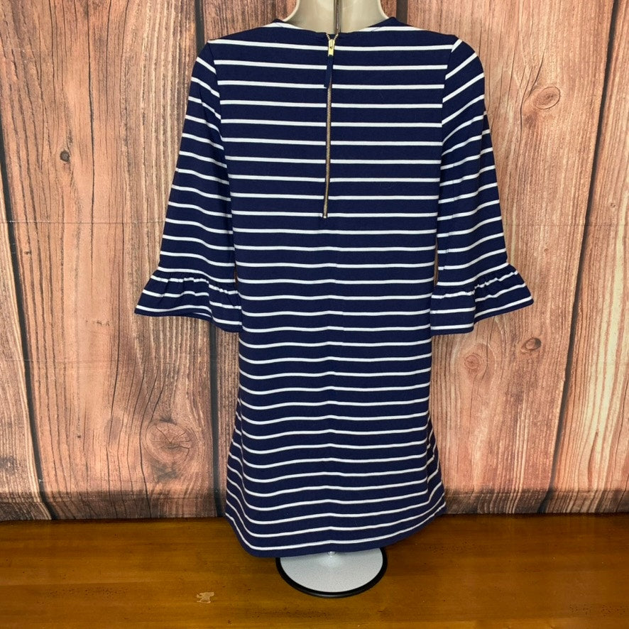 Vineyard Vines Girls Dress Size Large Navy Blue White Striped