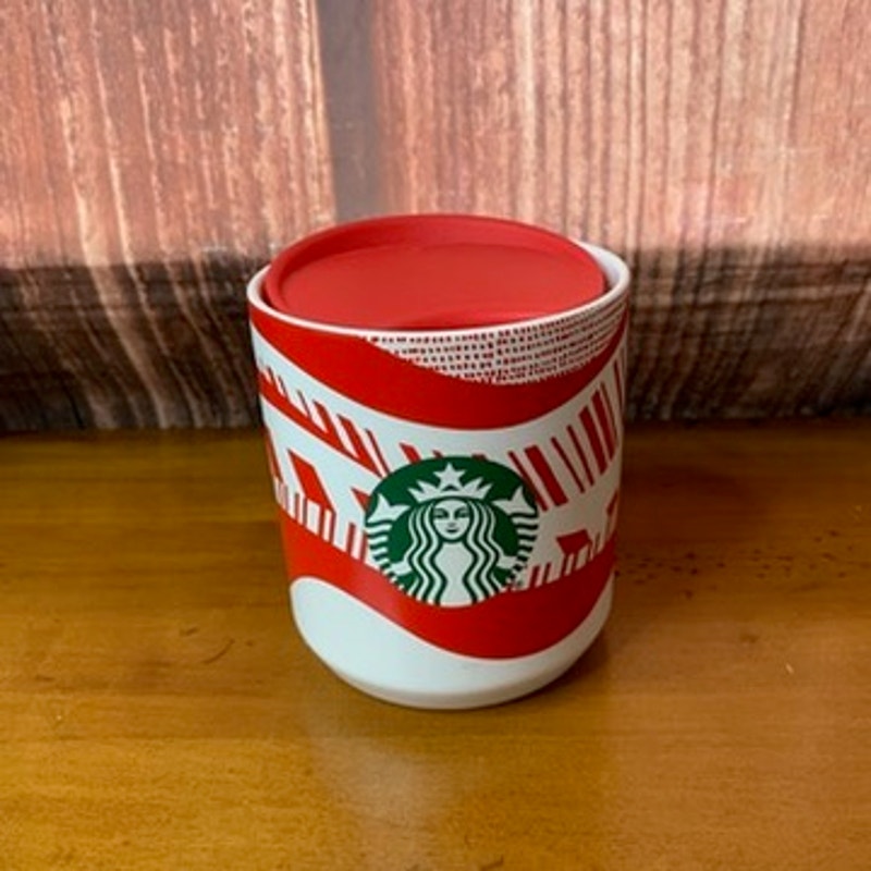Starbucks Holiday 2021 Candy Cane Stripe Mug w/ Lid 8 oz