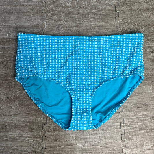 NWT Lane Bryant Women's Blue Checkered High-Waisted Bikini Bottoms Size 14