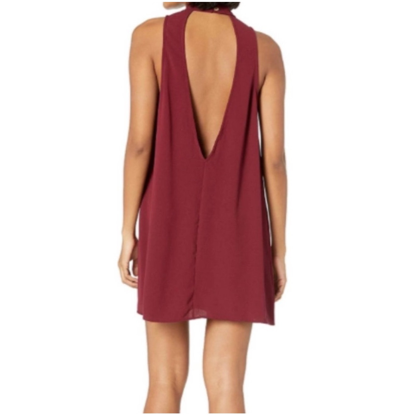 Show Me Your MuMu Women's Choker Shift Dress Burgundy Size Small Casual